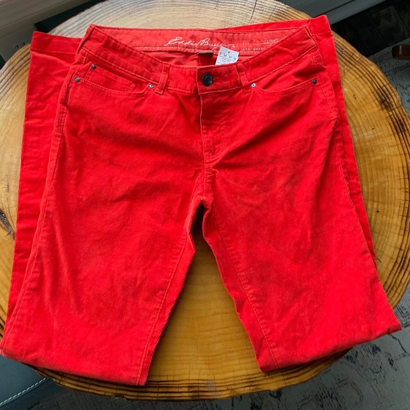 Eddie Bauer Womens Size 2 Tangerine Slightly Curvy Slightly Flared Corduroy NWT - Picture 1 of 7